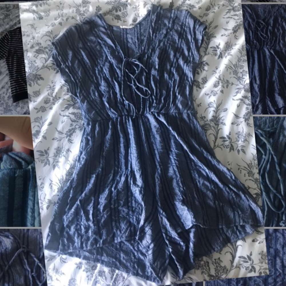 Blue striped romper